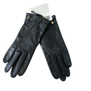 Vintage Kmart women’s genuine leather black gloves two button,lined size XL